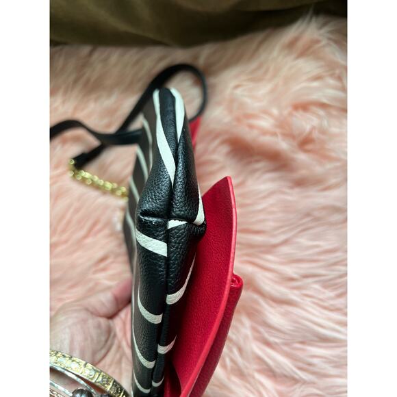 Betsey Johnson Striped Crossbody with Red Bow & Chain Strap - Picture 6 of 6